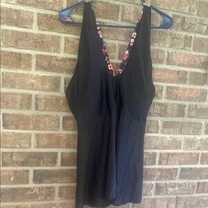 Black Floral Trim Women's Bikini